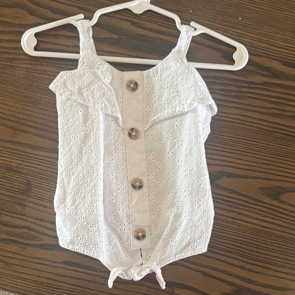 White Eyelet Button-Up Kids One Piece